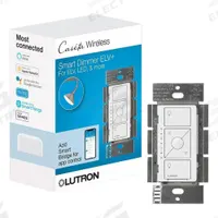 LUTRON Lighting Dimmer: 3 Buttons, Caseta, 120V AC, Wireless, Neutral Required, White (MPN PD-5NE-WH). Key specifications — Communication Method: Wireless; Compatible with Series: Caseta; Neutral Required: Yes; Operating Voltage: 120V AC; Brand: LUTRON.