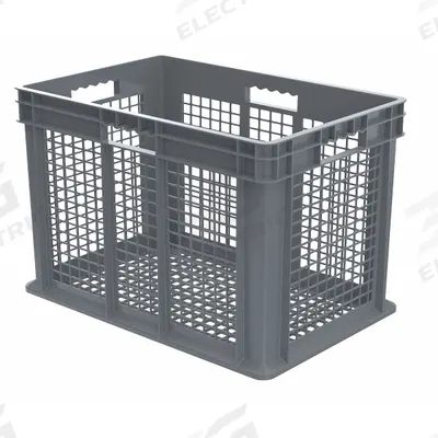 AKRO-MILS Straight Wall Tote: 26.6 gal, 23 3/4 in x 15 3/4 in x 16 1/8 in, Stacking Capable - Fully Vented Milk-Crate-Style Containers