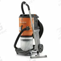 HUSQVARNA Dust Extractor: HEPA, Dry, 241 cfm Air Flow, 1 1/2 in Hose Dia (MPN DE 120 H). Key specifications — attr118028: Steel; attr118016: Yes; attr117997: HUSQVARNA.