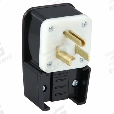 LEVITON Straight Blade Plug: 5-30P, 125V AC, 30 A, 2 Pole, 3 Blade, Black (MPN 9530-P) - Angled Plugs