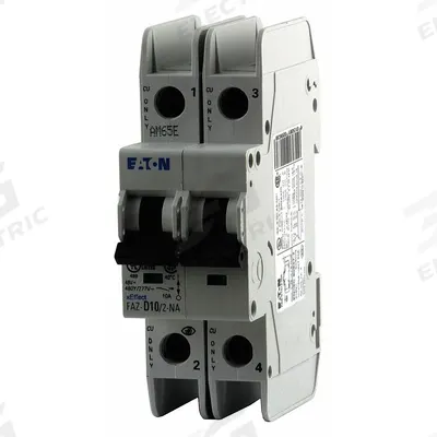 EATON Miniature Circuit Breaker: 16 A Amps, 48/96V DC, 14kA at 277/480V AC, Screw Clamp - C-Curve, 2-Pole UL489 DIN Rail-Mount Miniature Circuit Breakers
