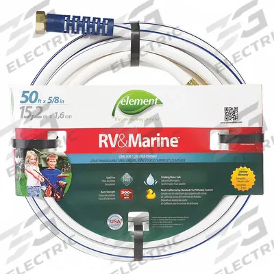 APPROVED VENDOR Water Hose: PVC, 5/8 in Inside Dia., 50 ft Lg, 3/4 in MGHT x 3/4 in FGHT - RV & Marine Hoses
