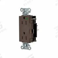 HUBBELL Receptacle: Hospital Grade, Decorator Duplex, 5-15R, Brown, 125V AC, 15 A, 2 Pole / 3 Wire (MPN HBL2172ST)