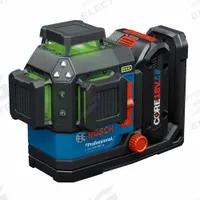 BOSCH Laser Level: 3 Lines and 0 Dots, Green Beam, 3 Planes, 100 - 200 ft Range w/o detector (MPN GLL330-80CGL). Key specifications — attr935979: Alkaline; attr934757: BOSCH; attr936112: ±1/8 in @ 33 ft; attr936114: Pendulum Self-Leveling; attr935981: Battery.