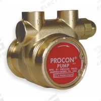 PROCON Rotary Vane Pump: Direct Drive, Low-Lead Brass Body, 3/8" NPT, 60 gph Max. Flow, Carbon Vanes (MPN 112A060F11CA 250). Key specifications — Vane Material: Carbon; NSF 169 Listed: Yes; Relief Valve Type Included: Balanced; Brand: PROCON; Strainer: Not Included; Ports: 3/8" NPT; Relief Valve Type: Balanced.