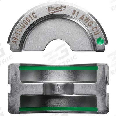 MILWAUKEE Upper and Lower Crimping Die: 1 AWG, U Style Dies - Milwaukee Replacement Crimping Dies
