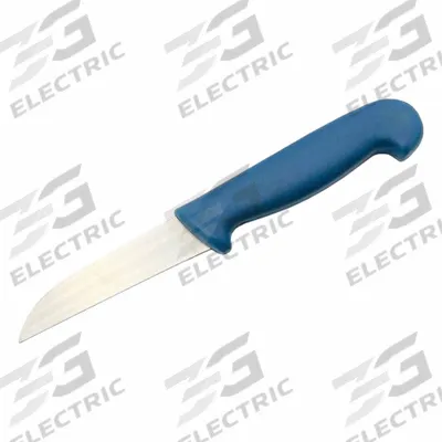 DETECTAMET Vegetable Knife: Curved, Stainless Steel Blade, Polymer Handle, Blue Handle - Metal-Detectable Knives