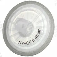 LABEXACT Syringe Filter: Non-Sterile, 0.45 um Pore Size, 100 mL Max Capacity - mL, 25 mm Housing Dia (MPN 36L285). Key specifications — Housing Material: Polypropylene; Inlet Connection Gender: Female; Inlet Connection Type: Female Luer Lock; Outlet Connection Gender: Male; Brand: LABEXACT; Compatible Product Type: Female Luer Lock Inlet; Filter Material: Nylon; Outlet Connection Type: Male Luer Slip.