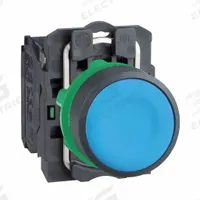 SCHNEIDER Flush Push Button Operator: Non-Illuminated, Flush Profile, Non-Metallic, 22 mm, 1NO (MPN XB5AA61). Key specifications — Brand: SCHNEIDER; Action: Momentary; Series: XB5; Push Button Material Type: Non-Metallic.