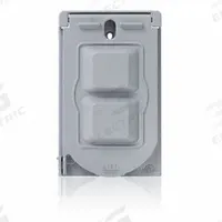 LEVITON Weatherproof Cover: Aluminum, GFCI, 1 Gangs, 4 5/8 in Overall Ht, 2 7/8 in Overall Wd, 3R (MPN WM1V-GY). Key specifications — Brand: LEVITON; Color: Gray; Compatible with Product Type: Flat Lids; Compatible with Series: GFCI; Mounting Orientation: Vertical.