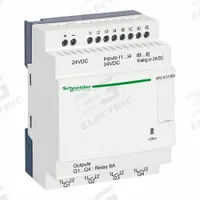 SCHNEIDER ELECTRIC Compact Smart Relay: (8) Resistive, (4) Relay, 24V AC : 24V DC (MPN SR2E121BD). Key specifications — Brand: SCHNEIDER; Clock Included: Clock Included; Number and Type of Inputs: (8) Resistive; Number and Type of Outputs: (4) Relay.