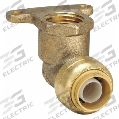 SHARKBITE Push-Fit Elbow Fitting: 90° Elbow, 1/2 in OD x 1/2 in Pipe Size - Standard Brass Push-to-Connect Tube Fittings