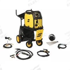 ESAB Multiprocess Welder: Rebel EMP 235ic, DC, MIG/Stick Pack w/Running Gear (MPN 0558012704). Key specifications — Maximum Amperage (Stick): 250 A; Maximum Amperage (TIG): 250 A; Input Voltage (Nominal) (Merch - Table Column, Filters): 230V.