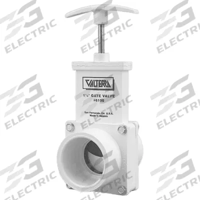 VALTERRA Gate Valve: 1 1/2 in Size, PVC, Rising, Spigot x Spigot, 45 psi CWP, Lever - Rising Stem PVC General Purpose Gate Valves