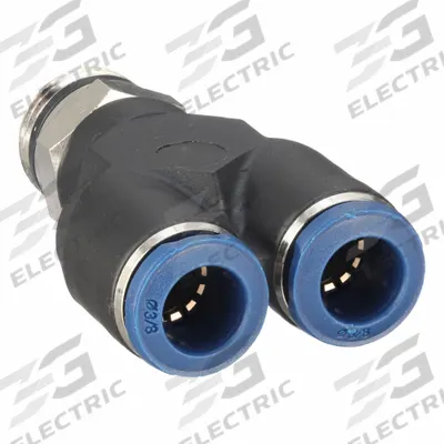 AIGNEP USA Push-Fit Wye Fitting: 1/4 in OD x 1/4 in OD Size - Nylon & Nickel-Plated Brass Tube Fittings
