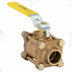 APOLLO Manual Two-Way Ball Valve: 3/4 in, Bronze, Straight, Sweat x Sweat, Full Port, Three-Piece (MPN 8220401). Key specifications — Brand: APOLLO; Handle: Lever.