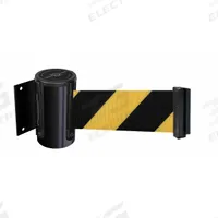 TENSABARRIER Retractable Belt Barrier: Fixed Mounting Plate, 7 1/2 ft Belt Lg, Pattern, Black/Yellow (MPN 896-STD-33-STD-NO-D4X-C). Key specifications — Frame Color: Black; Brand: TENSABARRIER; Belt Color: Black/Yellow.