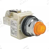 SCHNEIDER ELECTRIC Pilot Light: 30 mm Panel Mounting Size, Amber, Incandescent, 9001K Series (MPN 9001KT1A31). Key specifications — Series: 9001K; Brand: SCHNEIDER; Includes Push-To-Test: Push-To-Test Included.