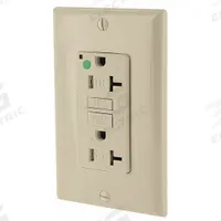 LEVITON GFI Receptacle: Hospital Grade Fed. Spec., Decorator Duplex, 5-20R, Ivory, GFCI, 125V AC (MPN GFTR2-HGI)