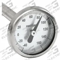 REOTEMP Dial Pocket Thermometer: -40°F to 160°F, +/- 1% Accuracy, 2 in Stem Lg, Fahrenheit (MPN QP02F23PS). Key specifications — Temperature Units: Fahrenheit; Accuracy: +/- 1%; Brand: REOTEMP.