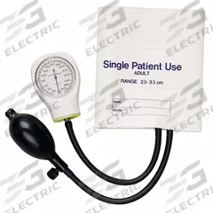 MABIS Blood Pressure Unit: Blood Pressure Unit, Arm, Adult, Vinyl, Adult Cuff Named Size, Single Use (MPN 06-148-196). Key specifications — Test Location: Arm; Cuff Named Size: Adult; Patient Type: Adult; Color: White; Brand: MABIS; Product Type: Blood Pressure Unit; Cuff Material: Vinyl; Includes: Aneroid Gauge.