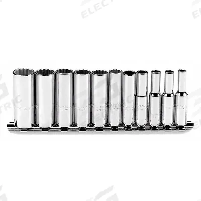 PROTO Socket Set: 1/4 in Drive, 11 Piece, 12-Point, Metric - SAE & Metric Socket Sets