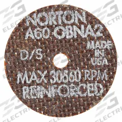 NORTON Abrasive Cut-Off Wheel: Type 1, 2" x 0.06" x 1/8", A60-OBNA2 (MPN 66243428041). Key specifications — Brand: NORTON; Wheel Hardness: O.