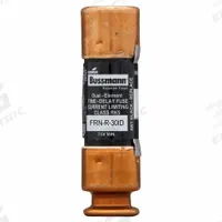 BUSSMANN Fuse: Class RK5, FRN-R-ID Series, Time-Delay, 30 A, 250 V AC, 125 V DC, Indicating (MPN FRN-R-30ID). Key specifications — Series: FRN-R-ID.