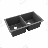 ELKAY Sink: 33 in Overall Lg, 18 1/2 in Overall Wd, 9 1/2 in Bowl Dp, 14 1/4 in Bowl Lg, 2 Bowls (MPN ELGU3322GT0). Key specifications — Brand: ELKAY; Color Family: Silver/Gray.