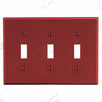 HUBBELL Wall Plate: Toggle, 3 Gang, Red - General Purpose Wall Plates