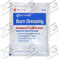 FIRST AID ONLY Burn Dressing: 16 in Dressing Lg, 4 in Dressing Wd, Gauze, Sterile (MPN 91316). Key specifications — Water Resistance: Waterproof; Self-Adhesion: Not Self-Adhering; Unitized: Unitized; Standards: ANSI/ISEA Z308.1-2015; Manufacturer Part Number: 91316; Package Type: Packet; Product Type: Burn Dressing; Sterility: Sterile.