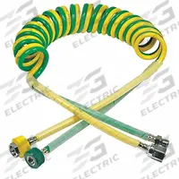 MAXTEC Dual Coil Hose: Air/Oxygen, Dual Coil, Straight, Green/Yellow, 1/4 in Dia (MPN R129P52). Key specifications — Compatible Machine: Ventilator; Hose Design: Straight; Outlet Connection Type (Oxygen): DISS; Outlet Connection Gender (Oxygen): Male; Outlet Connection Gender (Air): Female; Manufacturer Part Number: R129P52; Color: Yellow; Compatible Gas Type: Oxygen.