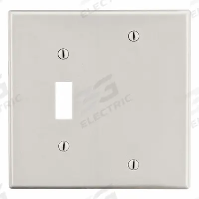 HUBBELL Wall Plate: Combo, 2 Gang, Almond - Combination Wall Plates
