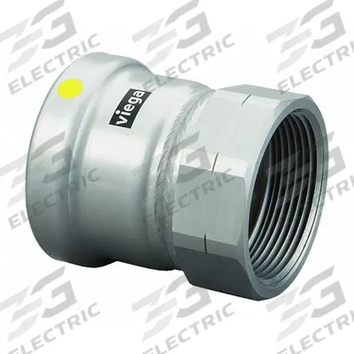 VIEGA MEGAPRESS Crimp Adapter Fitting: 2 1/2 in Pipe x 2 1/2 in Pipe Size, Press-fit x FNPT - Gas Steel Press Pipe Fittings