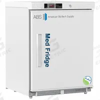AMERICAN BIOTECH SUPPLY Pharmacy Refrigerator: 4.6 cu ft, Undercounter, 1°C to 10°C, Swing Solid (MPN PH-ABT-NSF-UCBI-0404-ADA). Key specifications — Door Opening Style: Right; Color: White; Alarm Type: Temperature; Manufacturer Part Number: PH-ABT-NSF-UCBI-0404-ADA; Brand: AMERICAN BIOTECH SUPPLY; Product Type: Pharmacy Refrigerator; Door Type: Swing Solid; Refrigerant Type: R-600a.