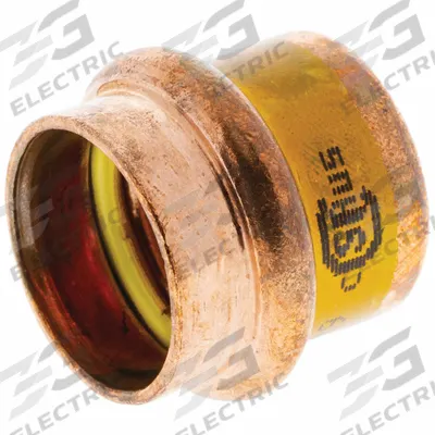 NIBCO Crimp Fitting Caps: Cap, 1 1/4 in CTS size, Press-fit, No Center Stop, Copper - Gas Copper & Bronze Press Tube Fittings
