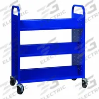 HIRSH Book Cart: 46 1/4 in Overall Ht, 38 in Overall Wd, 18 in Overall Dp, Double-Sided Sides, Blue (MPN 21787). Key specifications — attr1036848: Steel; attr1036852: (4) Lockable.