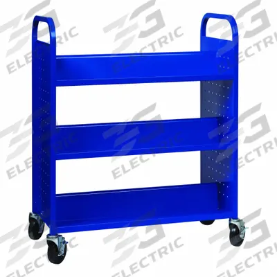 HIRSH Book Cart: 46 1/4 in Overall Ht, 38 in Overall Wd, 18 in Overall Dp, Double-Sided Sides - Book Trucks