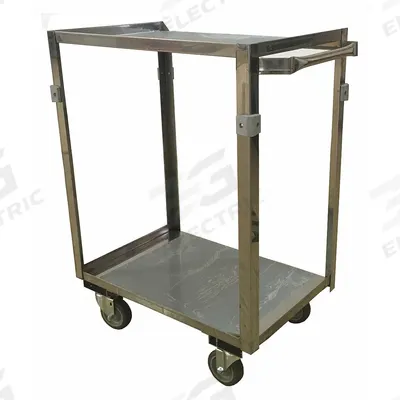 APPROVED VENDOR Utility Cart: 600 lb, 24 in L x 16 in W Shelf, 2 Shelves, Silver - Corrosion-Resistant Utility Carts