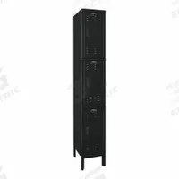HALLOWELL Locker: 12 in x 15 in x 78 in, Louvered, 3 Tiers, 1 Units Wide, 8-Digit Code/Key, Black (MPN UEL1258-3ME). Key specifications — Brand: HALLOWELL; Locker Color: Black; Lock Type: 8-Digit Code/Key; Door Type: Louvered; Locker Material: Steel; Assembled: Unassembled; Number Plate Included: Yes.