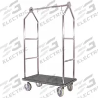 HOSPITALITY 1 SOURCE Bellman Cart: 1 1/2 in Frame Dia, 43 in Overall Lg, 25 in Overall Dp, Gray (MPN BCF105SS). Key specifications — Brand: HOSPITALITY 1 SOURCE; Frame Finish: Stainless Steel; Product Type: Bellman Cart.
