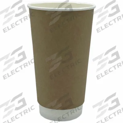 APPROVED VENDOR Disposable Hot Cup: 20 oz Capacity, Brown, Paper, Unwrapped, Patternless - Insulated Paper Hot Cups