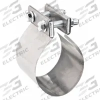 NICKSON EXHAUST SOLUTIONS Exhaust Clamp: Band Clamp, 3 1/2 in Compatible Pipe Dia - Max, 409 (MPN 413350). Key specifications — Finish: Bright Annealed; Brand: NICKSON EXHAUST SOLUTIONS; Material: Stainless Steel; Material Grade: 409.