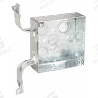 RACO Electrical Box: Steel, Steel - 4" x 4" Square Box Material & Nominal Size, Square, 2 Gangs, W (MPN 208). Key specifications — Brand: RACO; Bracket Style: Offset Stud Side; Clamp Style: Without Clamps.