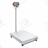 OHAUS Industrial Bench Scale: 23 5/8 in x 31 1/2 in, IP65/IP66, Column-Mounted, Stainless Steel (MPN i-D33XW600B1V3 AM). Key specifications — Connection Ports: USB; Readability: 0.2 lb/100 g; Brand: OHAUS; Weighing Surface Material: Stainless Steel.