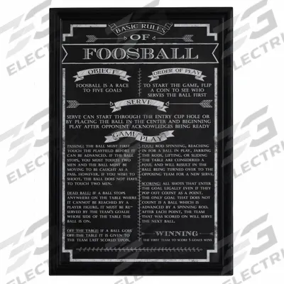 HATHAWAY Foosball Game Rules Wall Art: 12 in Overall Wd, 18 in Overall Ht, Black