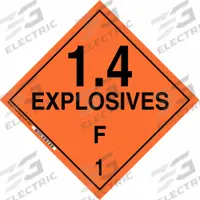 BRADY DOT Container Placard: 1.4 Explosives F 1, 10 3/4 in x 10 3/4 in, 10 3/4 in Label Ht, Placard (MPN 63400). Key specifications — Brand: BRADY; Message: 1.4 Explosives F 1.