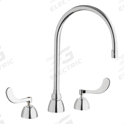 CHICAGO FAUCETS Gooseneck Kitchen/Bathroom Faucet: 786, Cast Brass, Widespread, Deck - Widespread Kitchen Faucets