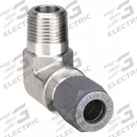 PARKER Compression Fitting Elbow: 3/8 in OD x 3/8 in Pipe size, 3/8-18 Thread Size, Stainless Steel (MPN 6-6 CBU-SS). Key specifications — Series: Ferulok; Brand: PARKER.