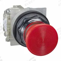 SCHNEIDER Mushroom Head Push Button: Non-Illuminated, Mushroom Head Profile, Non-Metallic, 30 mm (MPN 9001KR24RH13). Key specifications — Brand: SCHNEIDER; Action: Momentary; Series: 9001K; Push Button Material Type: Non-Metallic.